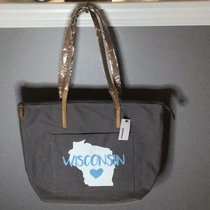 Wisconsin tote bag with zipper